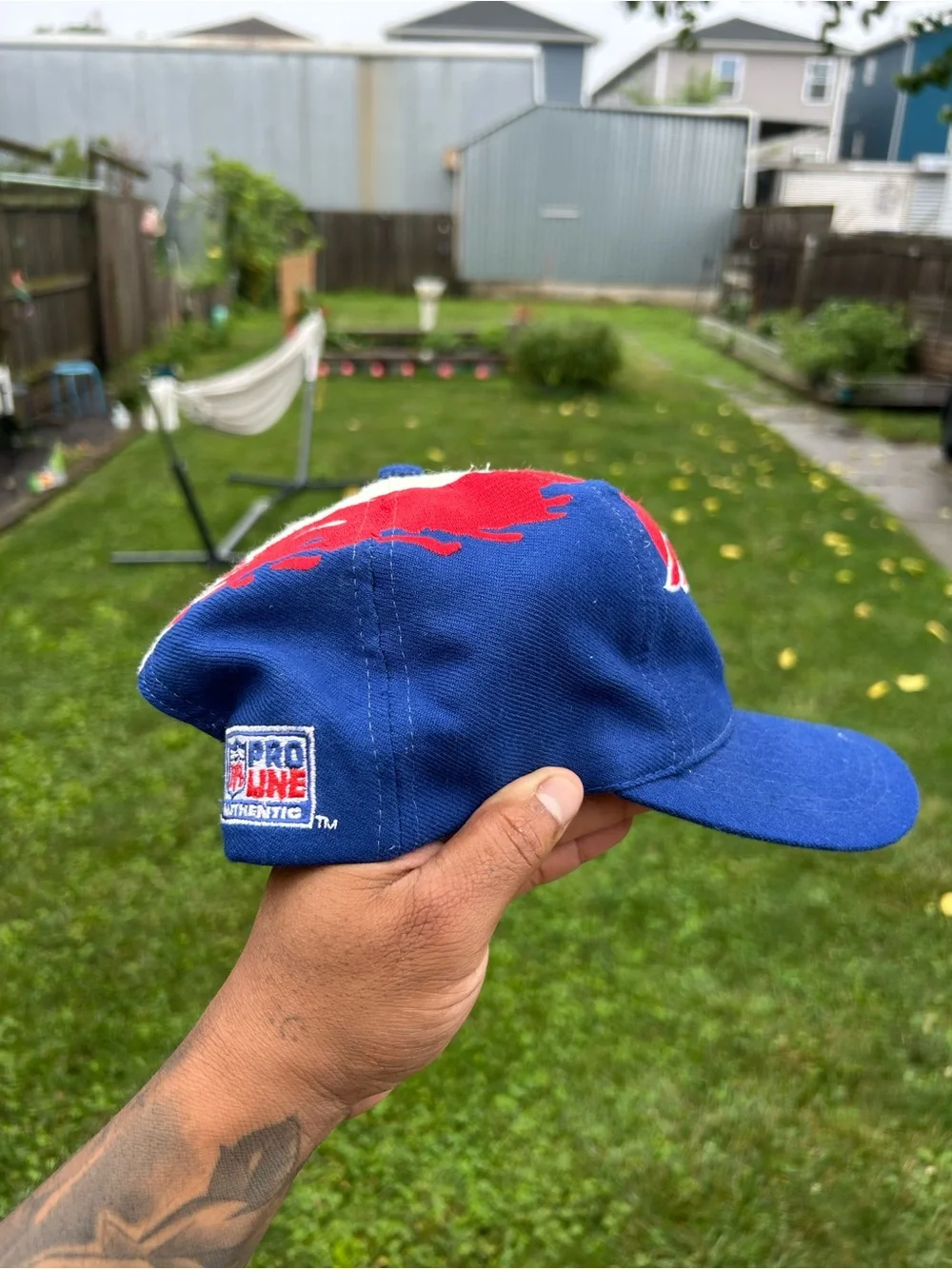 VTG 90s New England Patriots Logo Athletic Splash Snapback Hat NFL Pro Line